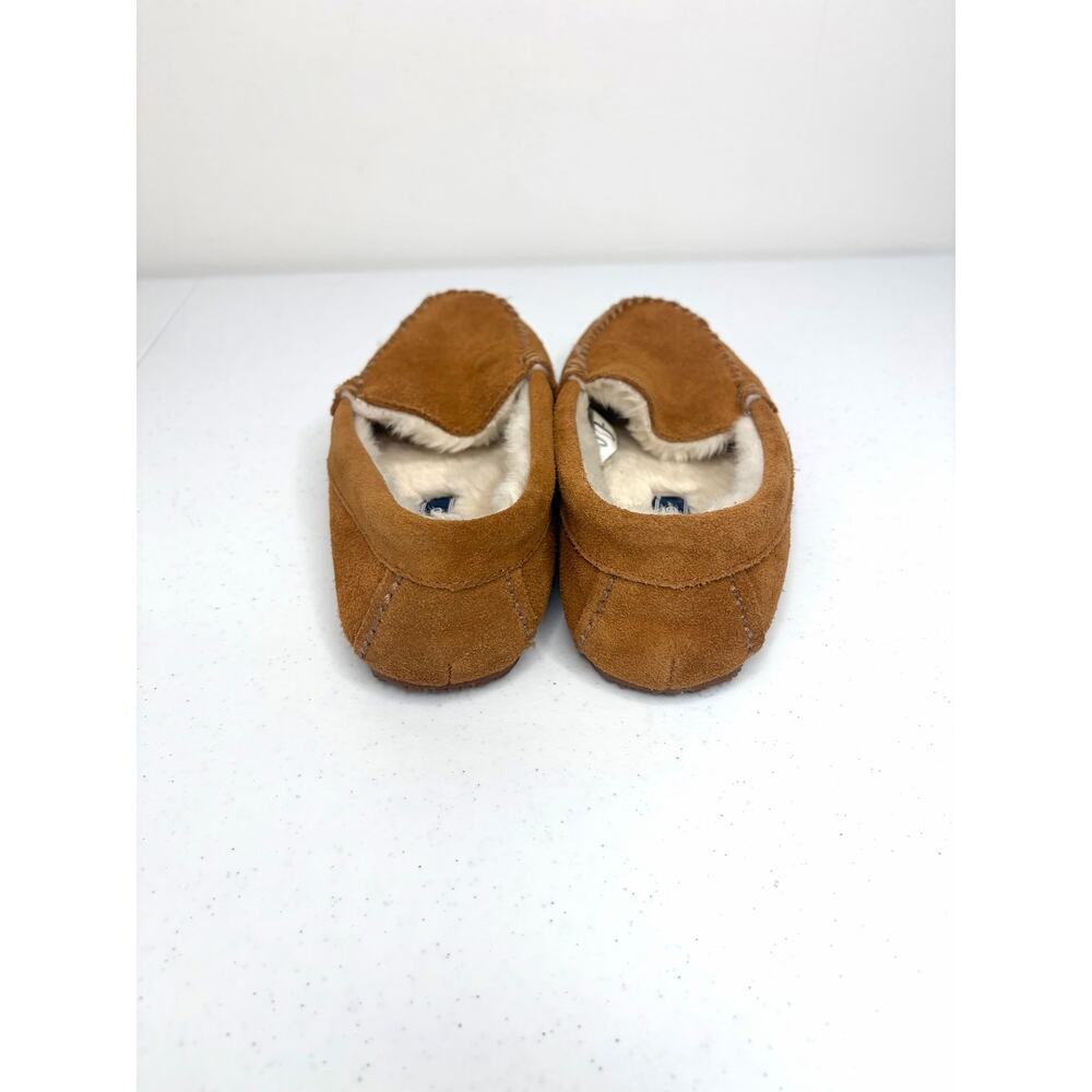 Lands' End Women's Fuzzy Lined Suede Moccasin Slippers Sz 7 Comfort Cabincore - Picture 3 of 10